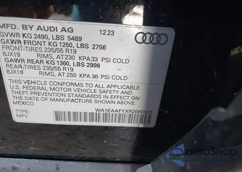 2024 Audi Q5 Premium Plus 45 Tfsi S Line Quattro из США, поврежденный, VIN WA1EAAFYXR2060529